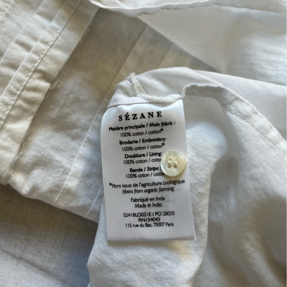 Sezane Deven White Ruffled Blouse 10 - Picture 5 of 6
